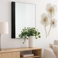 Suni Dresser Mirror, 40 Inch, Sleek Piano Black Wood, Frameless Design - BM339330