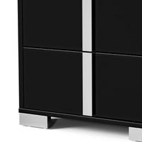 Suni Nightstand, Piano Black Wood with UV Finish, 2 Drawers, 24 Inch - BM339331