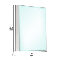 Suni Dresser Mirror, 40 Inch, Sleek White Wood, Frameless Design - BM339334