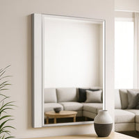 Suni Dresser Mirror, 40 Inch, Sleek White Wood, Frameless Design - BM339334