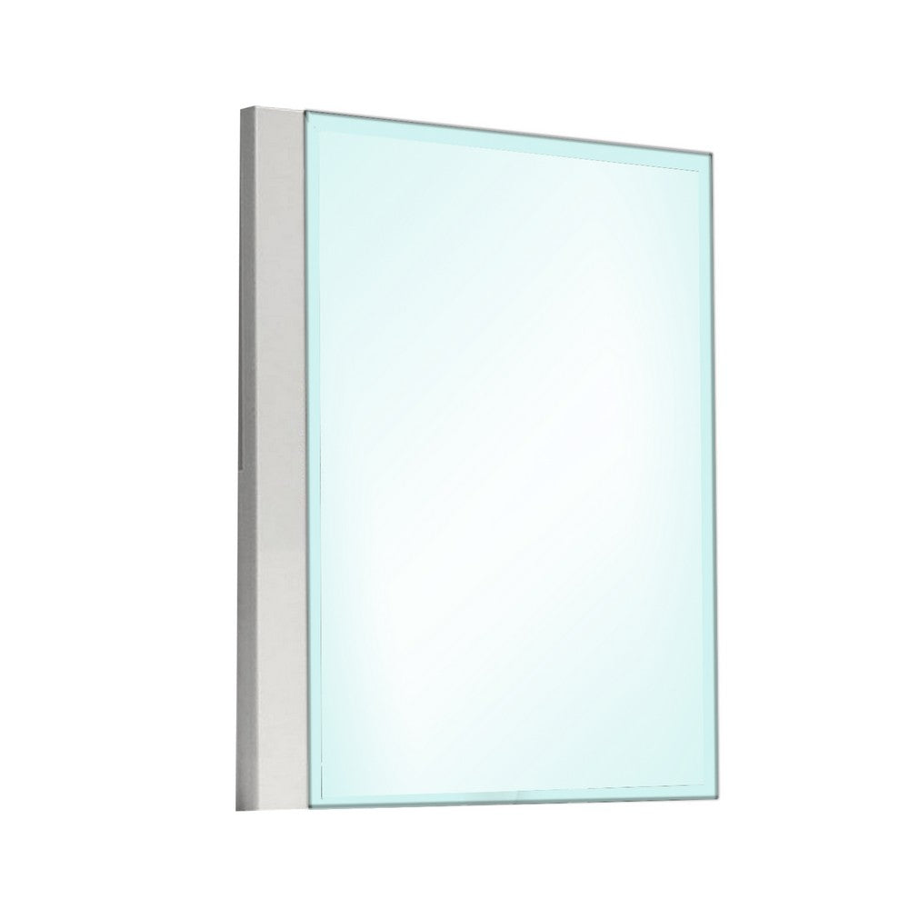 Suni Dresser Mirror, 40 Inch, Sleek White Wood, Frameless Design - BM339334