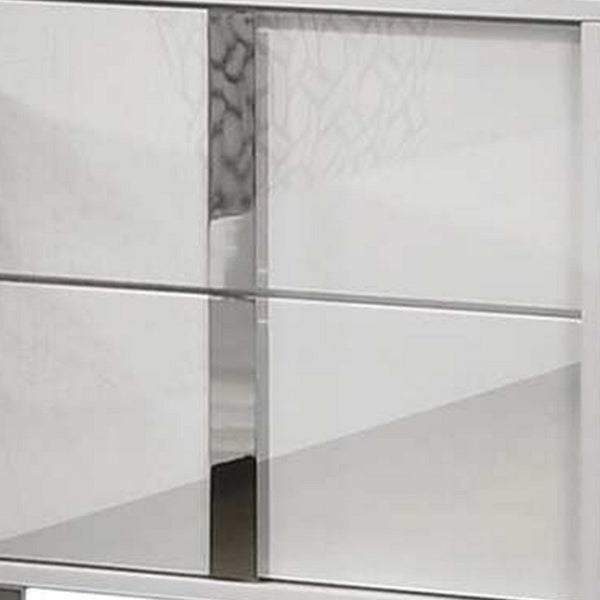 Suni Nightstand, Glossy White Wood with UV Finish, 2 Drawers, 24 Inch - BM339335