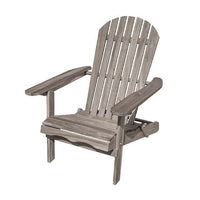 Geli Outdoor Adirondack Chair, Slatted Back, Gray Eucalyptus Wood - BM339336