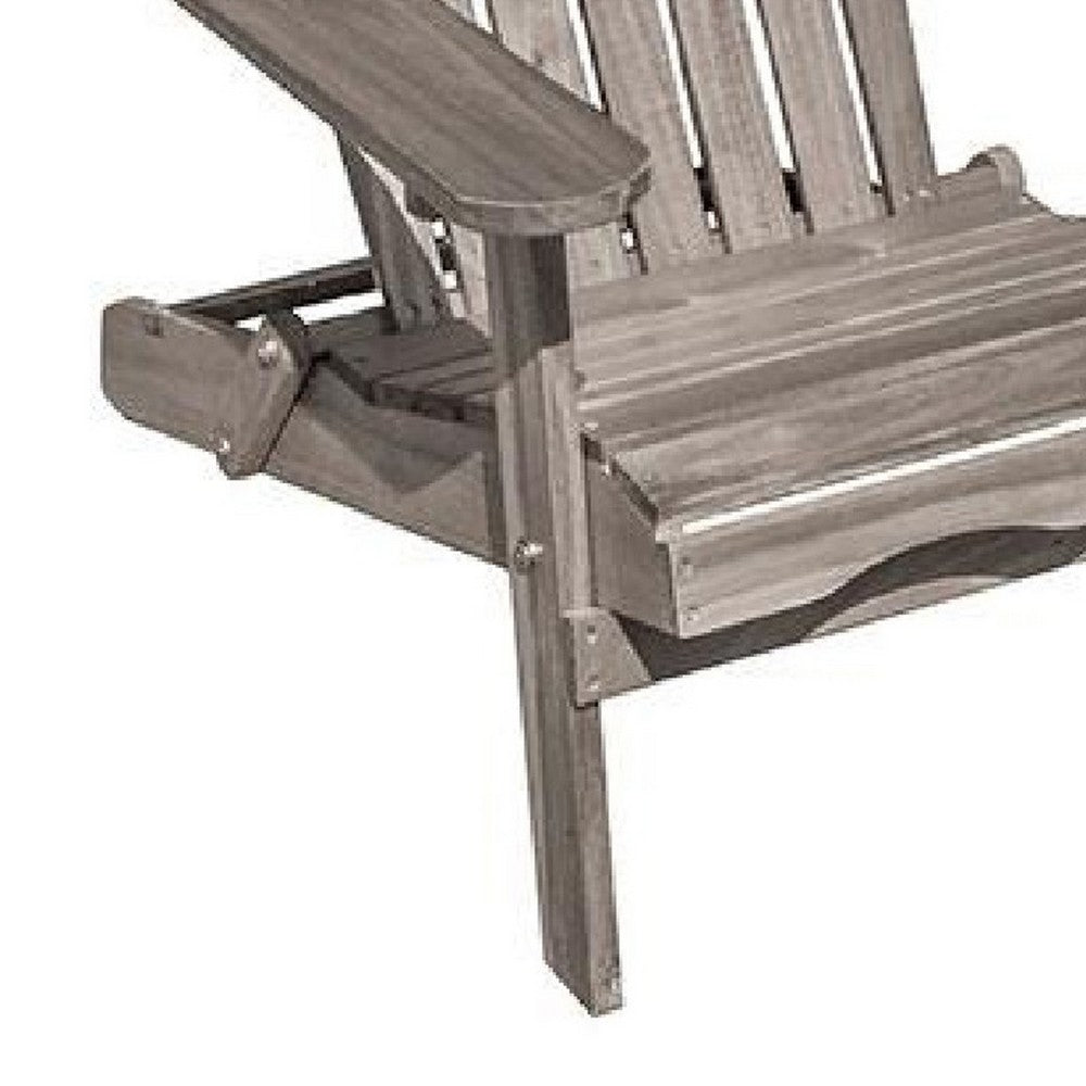 Geli Outdoor Adirondack Chair, Slatted Back, Gray Eucalyptus Wood - BM339336
