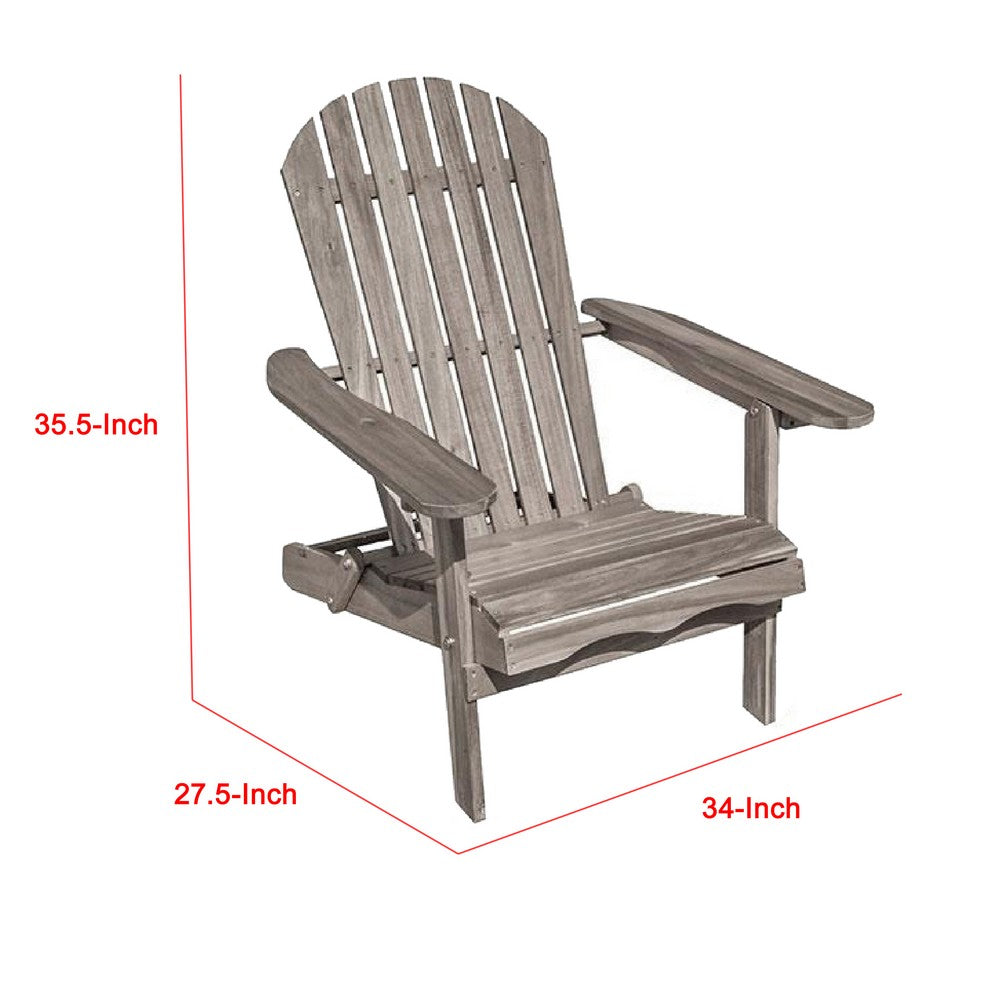 Geli Outdoor Adirondack Chair, Slatted Back, Gray Eucalyptus Wood - BM339336
