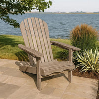 Geli Outdoor Adirondack Chair, Slatted Back, Gray Eucalyptus Wood - BM339336