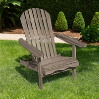 Geli Outdoor Adirondack Chair, Slatted Back, Gray Eucalyptus Wood - BM339336