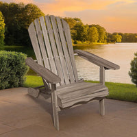 Geli Outdoor Adirondack Chair, Slatted Back, Gray Eucalyptus Wood - BM339336