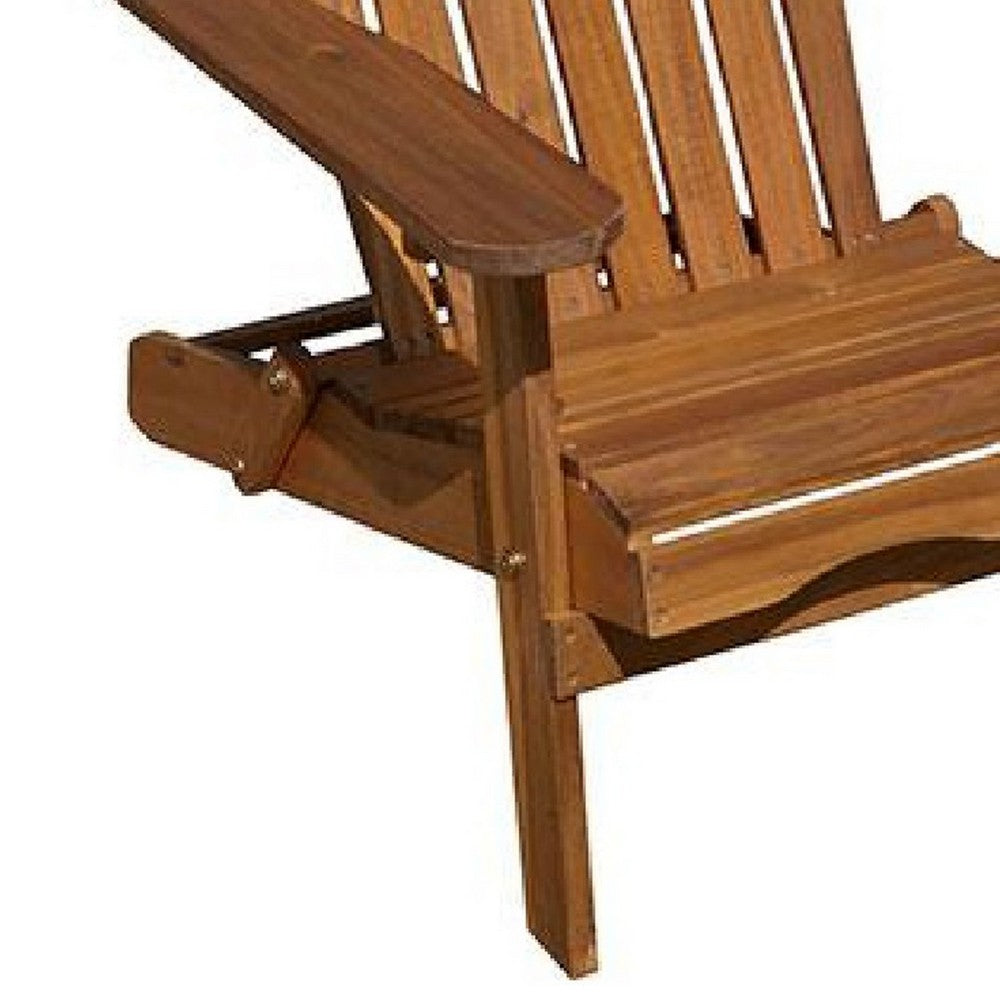 Geli Outdoor Adirondack Chair, Slatted Back, Natural Brown Wood - BM339337