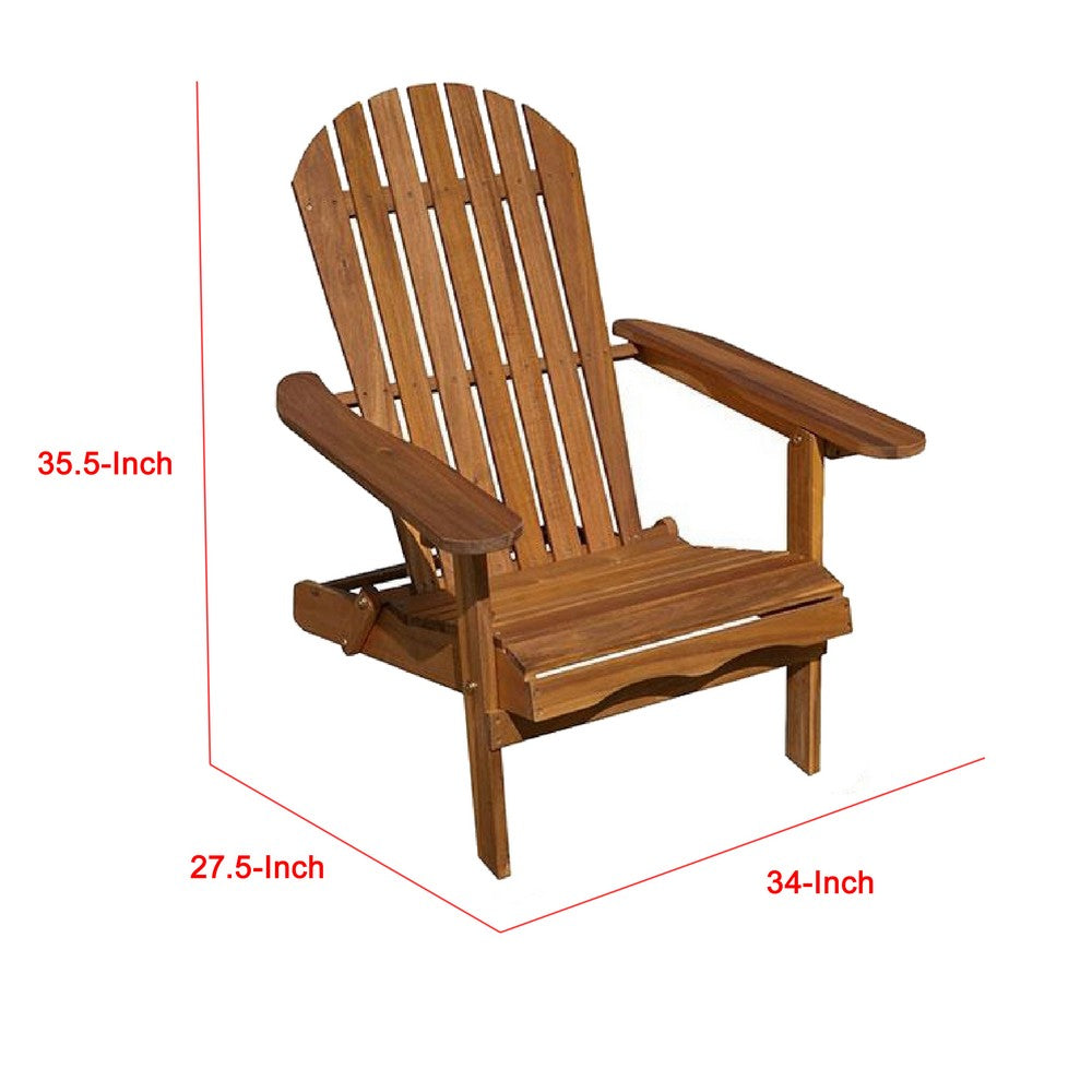 Geli Outdoor Adirondack Chair, Slatted Back, Natural Brown Wood - BM339337