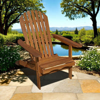 Geli Outdoor Adirondack Chair, Slatted Back, Natural Brown Wood - BM339337