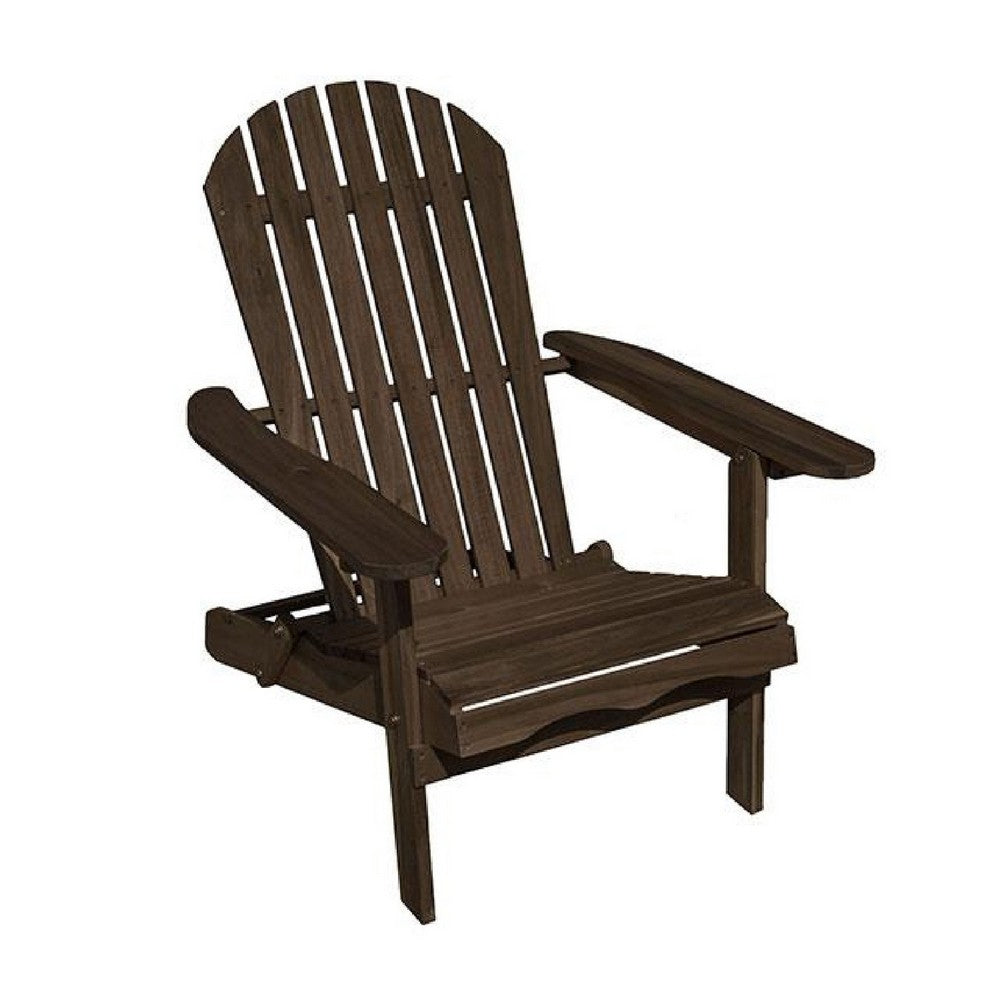 Geli Outdoor Adirondack Chair, Slatted Back, Weathered Gray Wood - BM339338