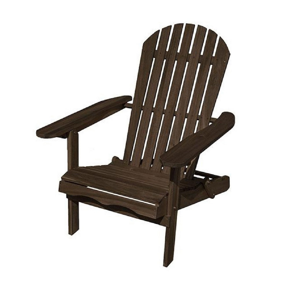 Geli Outdoor Adirondack Chair, Slatted Back, Weathered Gray Wood - BM339338