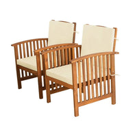 Kaila Outdoor Armchair Set of 2, Beige Cushions, Natural Brown Wood - BM339341
