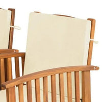 Kaila Outdoor Armchair Set of 2, Beige Cushions, Natural Brown Wood - BM339341