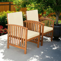 Kaila Outdoor Armchair Set of 2, Beige Cushions, Natural Brown Wood - BM339341