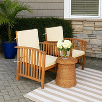 Kaila Outdoor Armchair Set of 2, Beige Cushions, Natural Brown Wood - BM339341