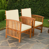 Kaila Outdoor Armchair Set of 2, Beige Cushions, Natural Brown Wood - BM339341