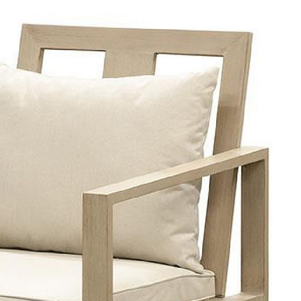 Beli Outdoor Armchair Set of 2, Washable Beige Covers, Natural Brown - BM339343