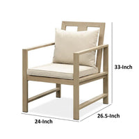 Beli Outdoor Armchair Set of 2, Washable Beige Covers, Natural Brown - BM339343