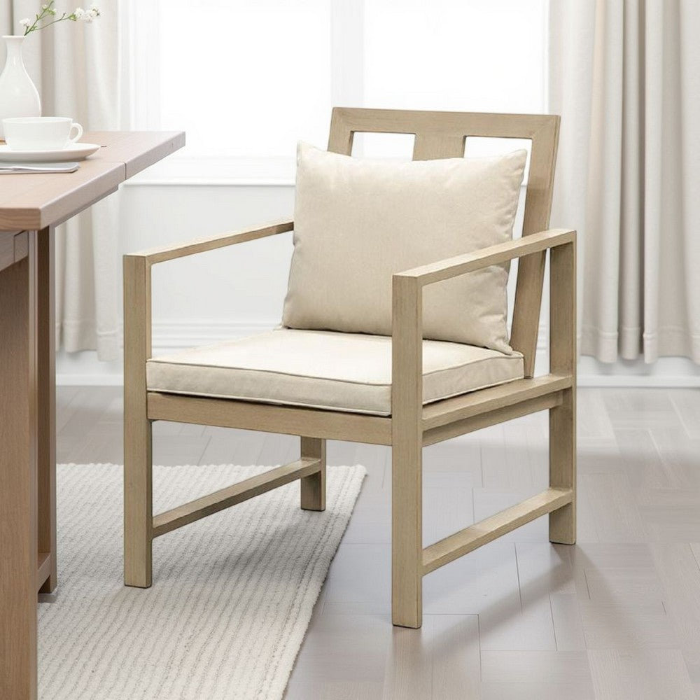 Beli Outdoor Armchair Set of 2, Washable Beige Covers, Natural Brown - BM339343