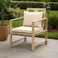 Beli Outdoor Armchair Set of 2, Washable Beige Covers, Natural Brown - BM339343