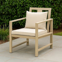 Beli Outdoor Armchair Set of 2, Washable Beige Covers, Natural Brown - BM339343