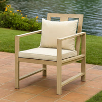 Beli Outdoor Armchair Set of 2, Washable Beige Covers, Natural Brown - BM339343