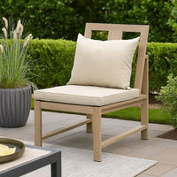 Beli Outdoor Side Chair Set of 2, Washable Beige Covers, Natural Brown - BM339344