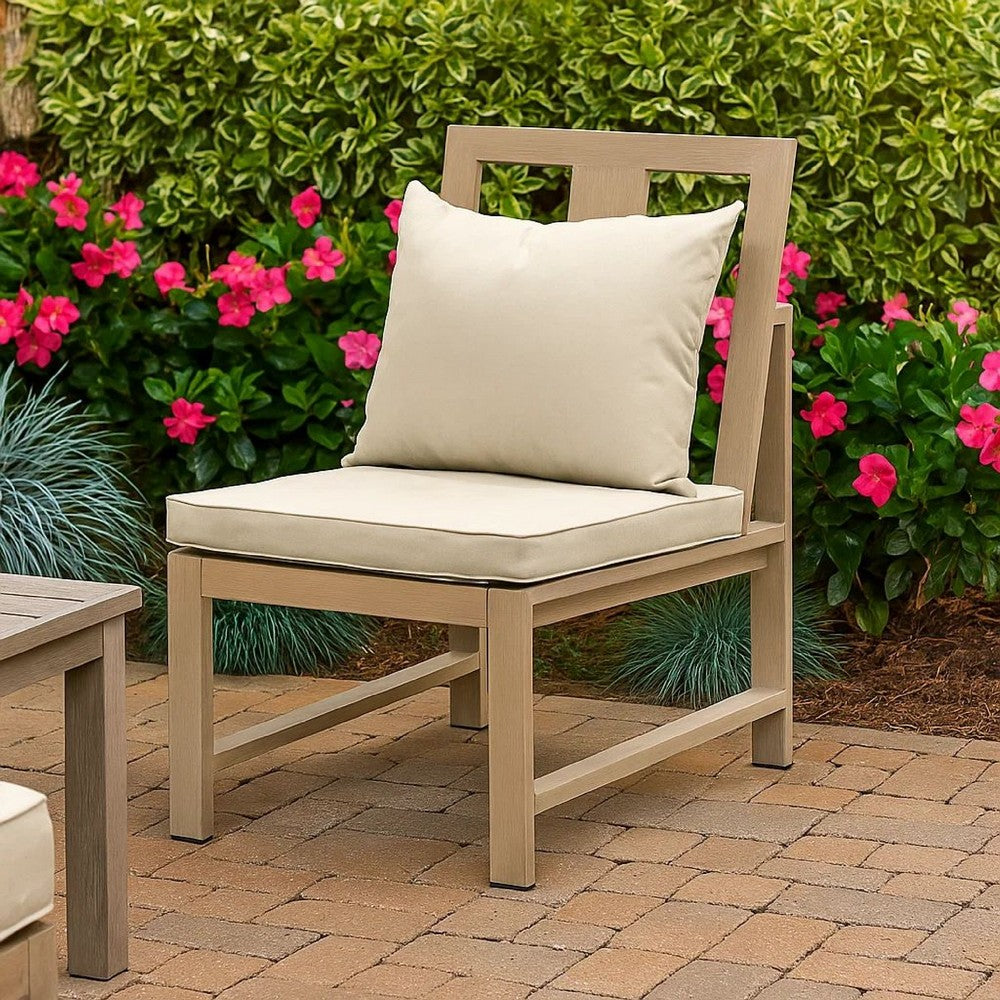 Beli Outdoor Side Chair Set of 2, Washable Beige Covers, Natural Brown - BM339344