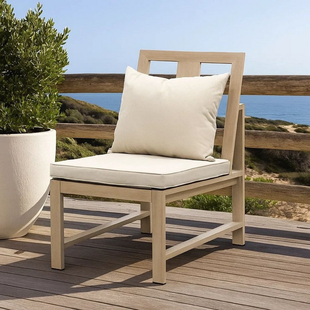 Beli Outdoor Side Chair Set of 2, Washable Beige Covers, Natural Brown - BM339344