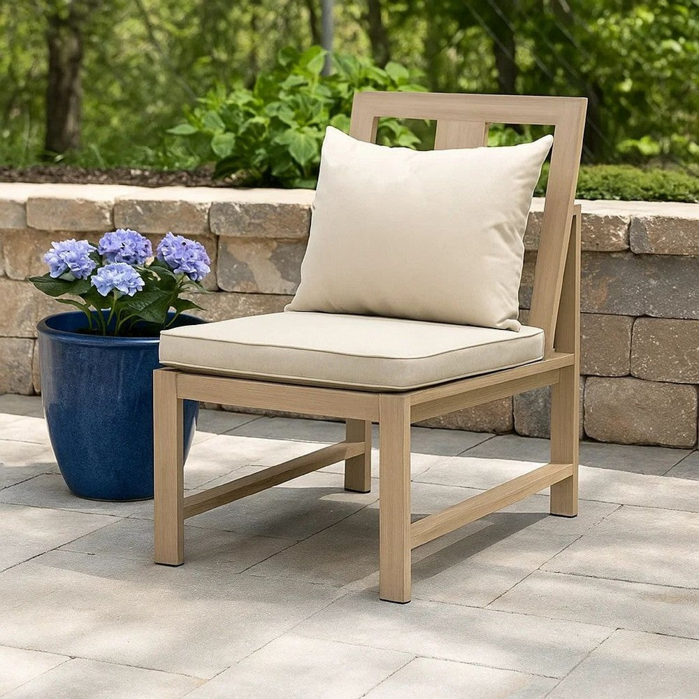 Beli Outdoor Side Chair Set of 2, Washable Beige Covers, Natural Brown - BM339344