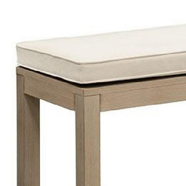Beli Outdoor Bench, Beige Seat Cushion, Natural Brown Aluminum 57 Inch - BM339345