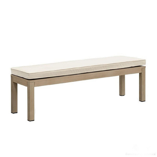 Beli Outdoor Bench, Beige Seat Cushion, Natural Brown Aluminum 57 Inch - BM339345