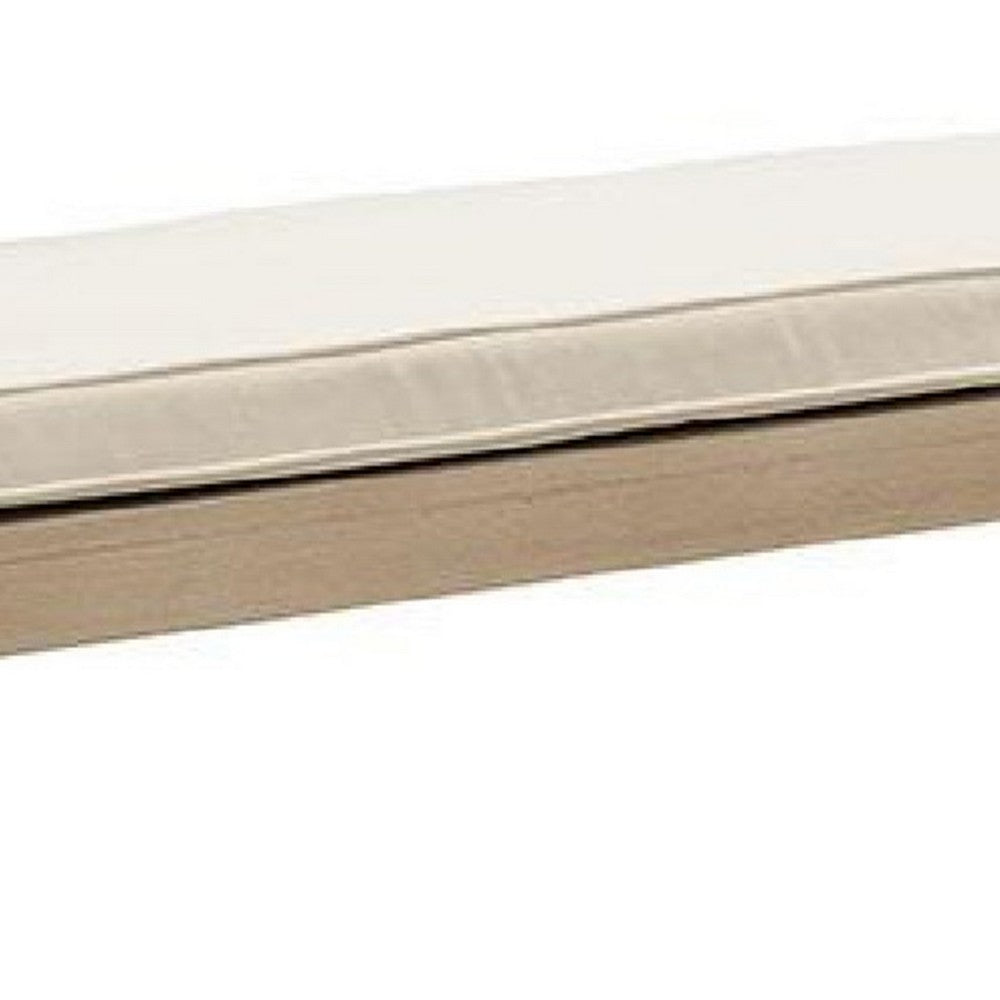 Beli Outdoor Bench, Beige Seat Cushion, Natural Brown Aluminum 57 Inch - BM339345