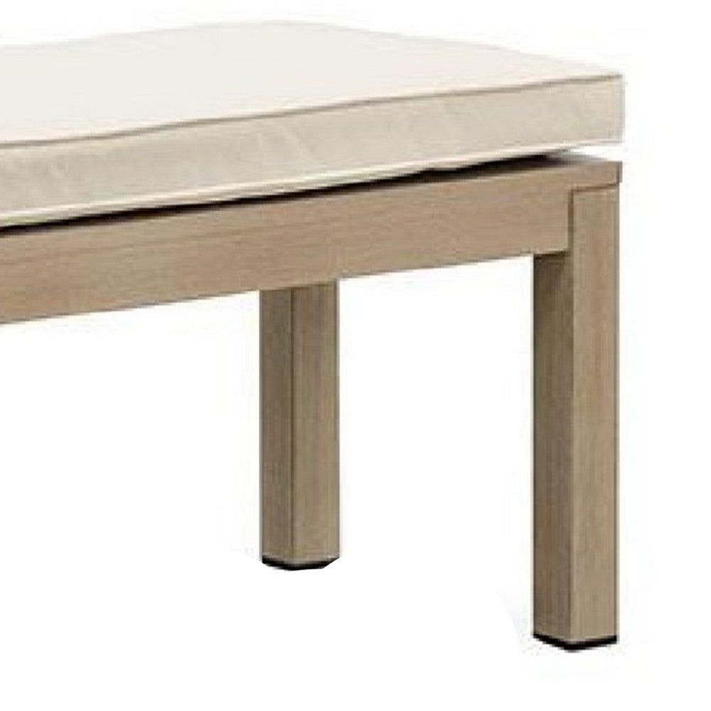 Beli Outdoor Bench, Beige Seat Cushion, Natural Brown Aluminum 57 Inch - BM339345