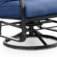 Oroz Swivel Glider Armchair Set of 2, Navy Blue Cushion, Black Metal - BM339347