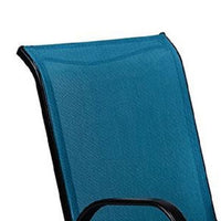 Feli Outdoor Stacking Chair Set of 2, Blue Mesh Fabric, Black Metal - BM339348