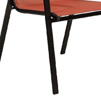 Feli Outdoor Stacking Chair Set of 2, Red Mesh Fabric, Black Metal - BM339349