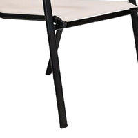 Feli Outdoor Stacking Chair Set of 2, Beige Mesh Fabric, Black Metal - BM339350