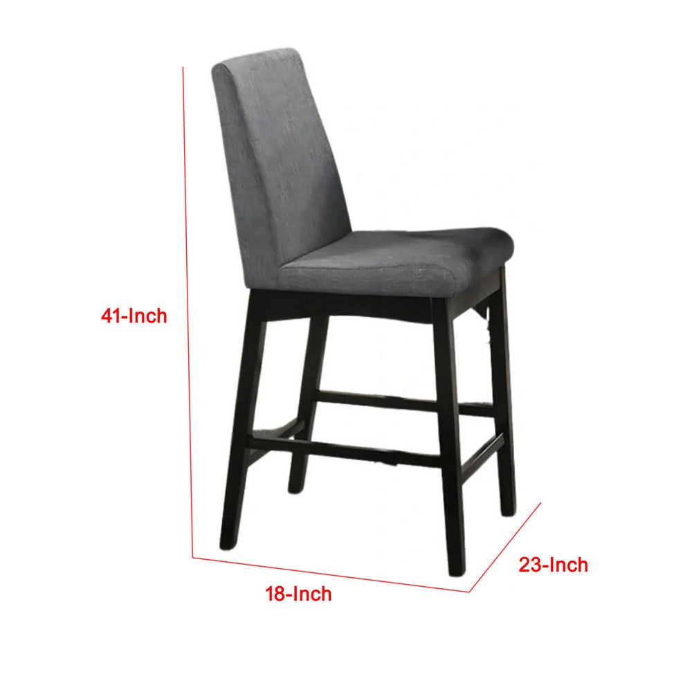 Heni Counter Height Chair, Gray Polyester Cushions, Dark Walnut Brown - BM339352