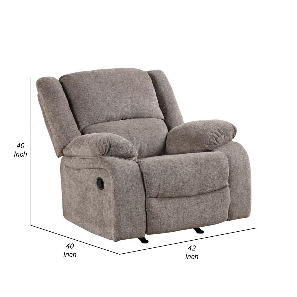 Cem Manual Reclining Chair, Pillow Tufted, Mocha Gray Chenille - BM339354