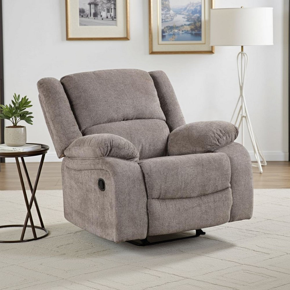 Cem Manual Reclining Chair, Pillow Tufted, Mocha Gray Chenille - BM339354