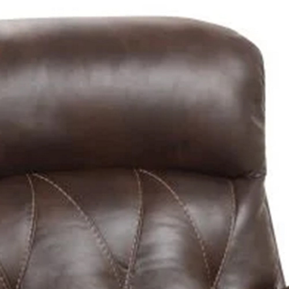 Kesy Manual Glider Recliner Chair, Pillow Top Arms, Brown Faux Leather - BM339355