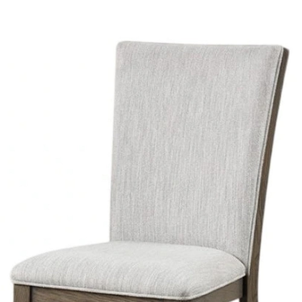 Clema Side Dining Chair Set of 2, Oak Brown Wood, Gray Fabric and Foam - BM339364