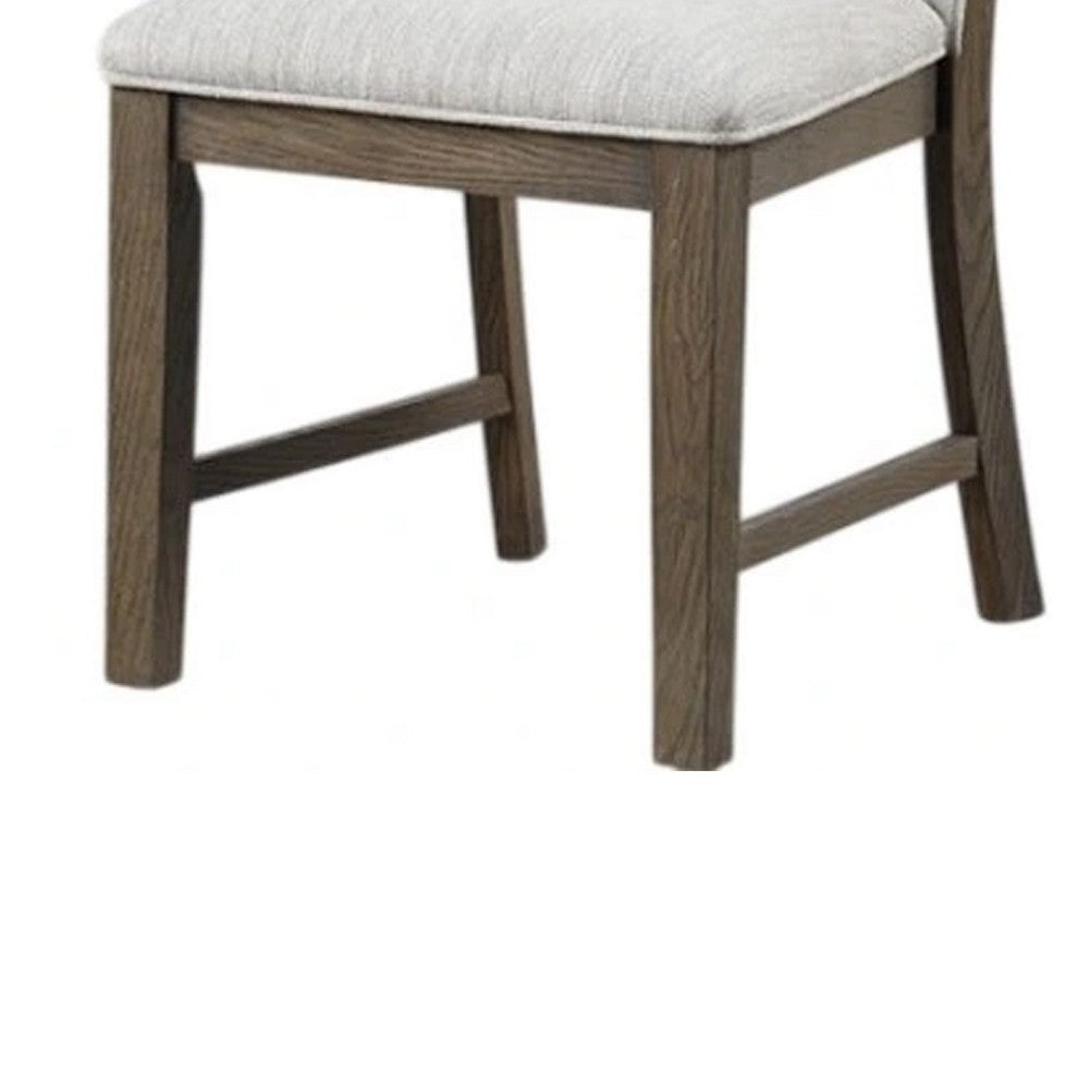 Clema Side Dining Chair Set of 2, Oak Brown Wood, Gray Fabric and Foam - BM339364