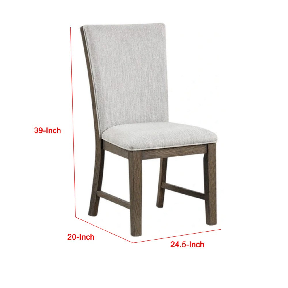 Clema Side Dining Chair Set of 2, Oak Brown Wood, Gray Fabric and Foam - BM339364