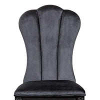 Hixe Side Dining Chair Set of 2, Scalloped, Turned Fluted Wood Legs, Black - BM339365