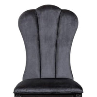 Hixe Side Dining Chair Set of 2, Scalloped, Turned Fluted Wood Legs, Black - BM339365