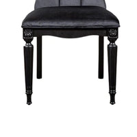 Hixe Side Dining Chair Set of 2, Scalloped, Turned Fluted Wood Legs, Black - BM339365